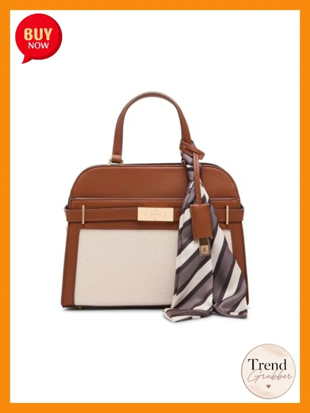 Anne Klein Belted Medium Satchel With Convertible Strap Tan Checkered